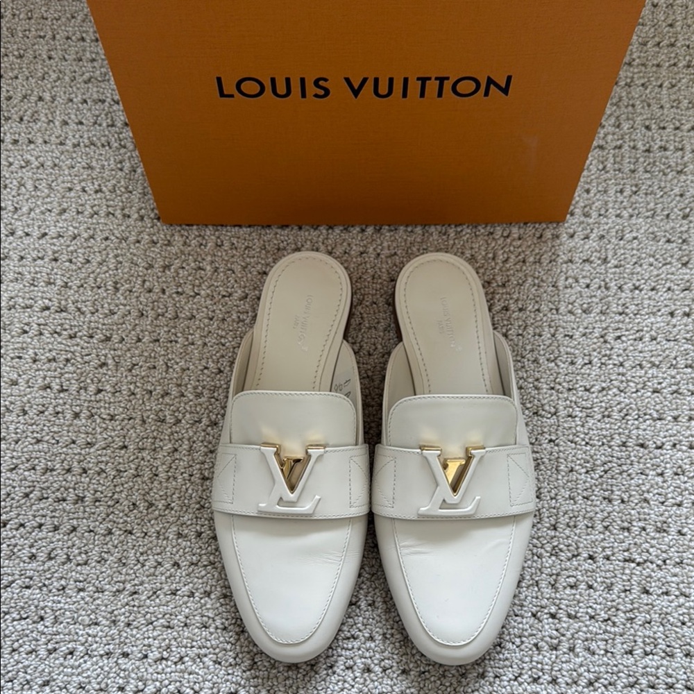 Louis Vuitton White Leather Women's Loafers